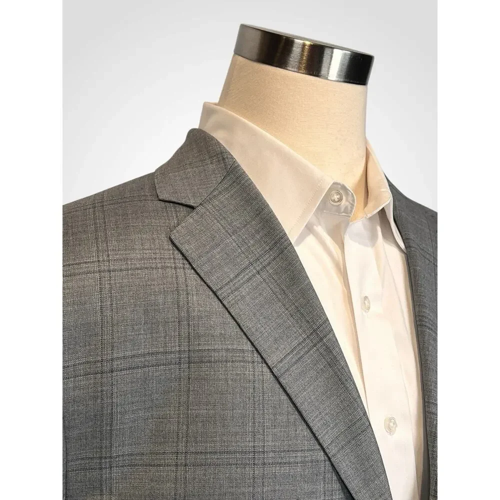 Hart Schaffner Marx New York Fit 48R 41x27 Blue Plaid Classic Suit